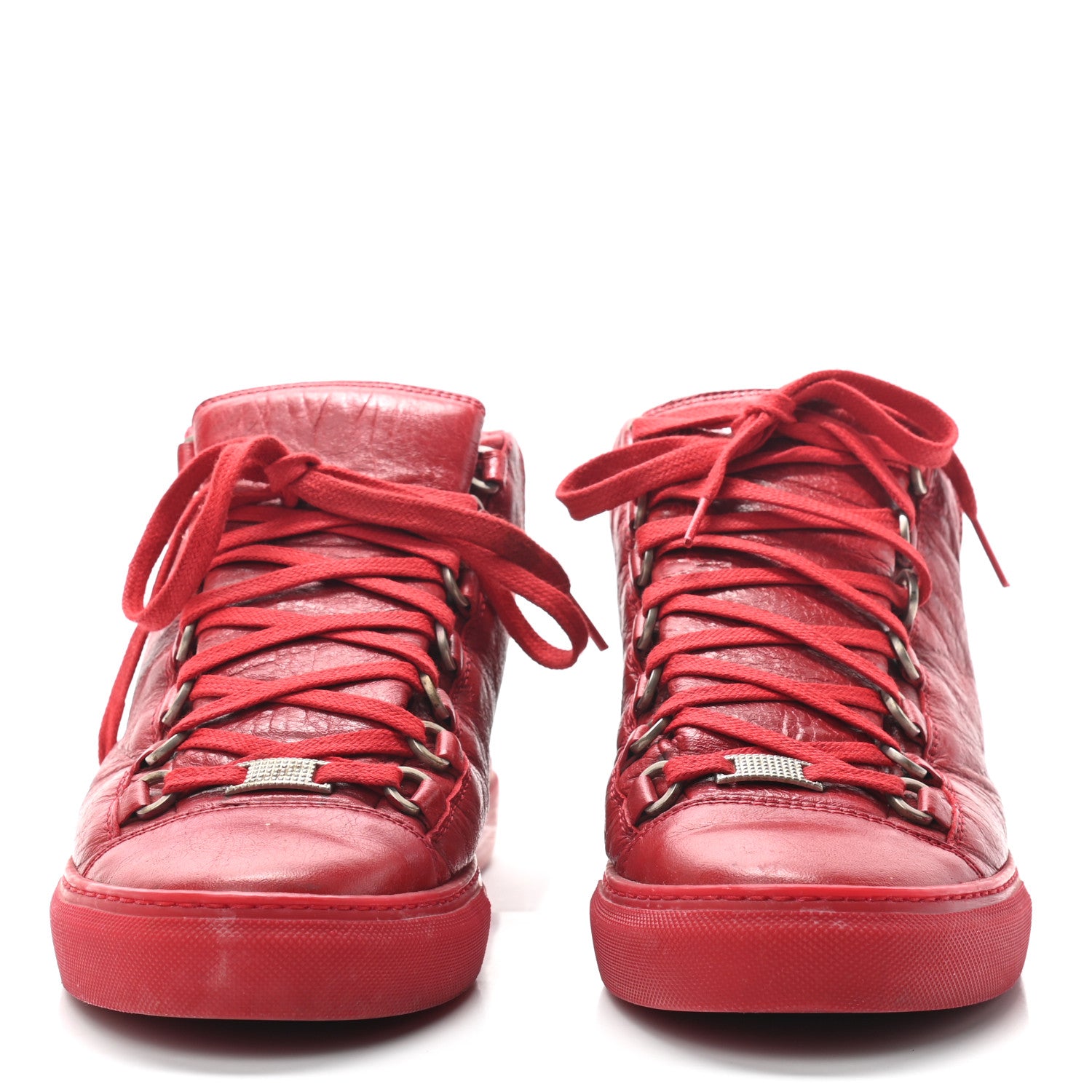 Balenciaga Crinkled Calfskin Womens Arena Sneaker 40 Rouge Grenade 2 of 8
