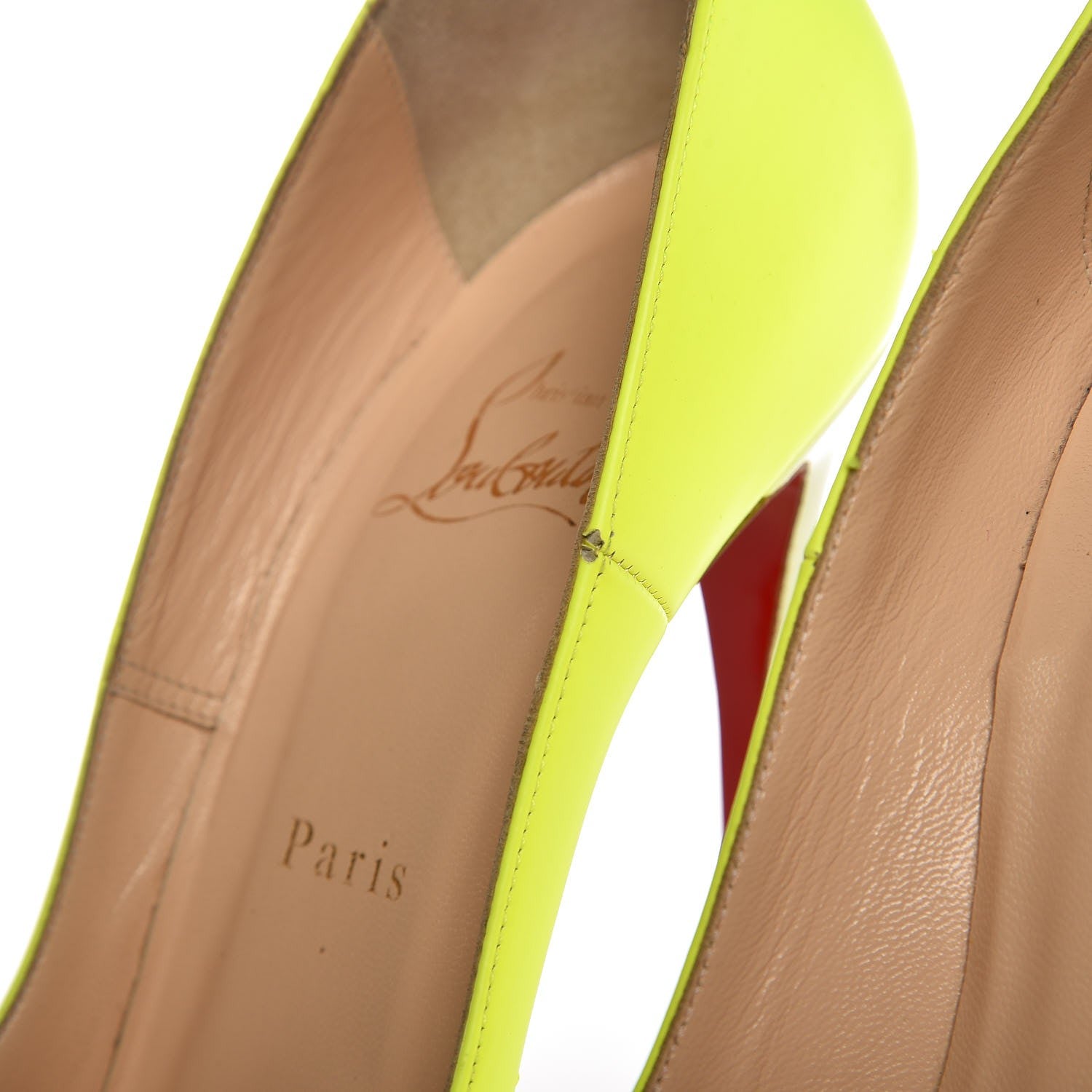 Christian Louboutin Fluo Mat Jazz Calf So Kate 120 Pumps 38 Jaune White 9 of 14
