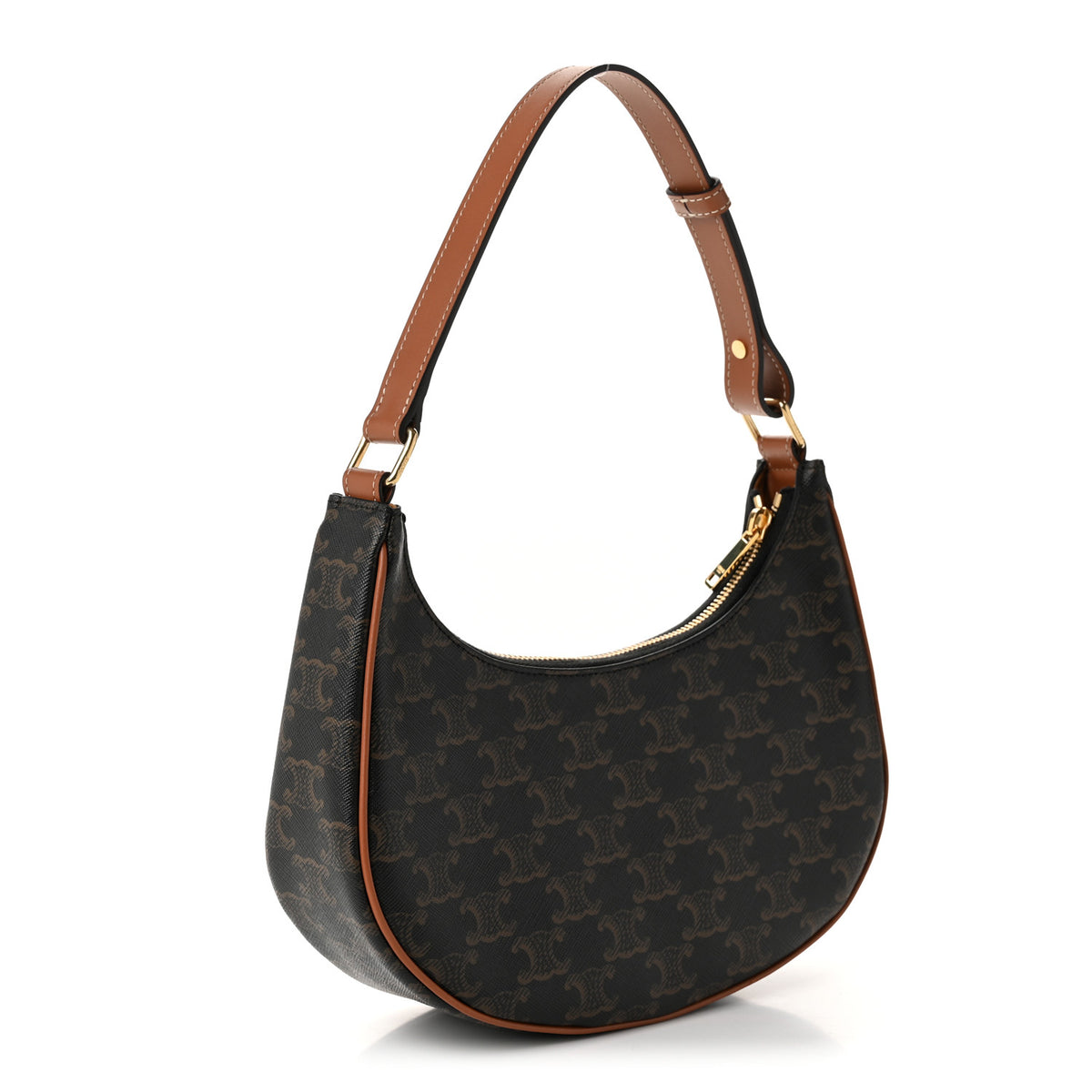 Celine Triomphe Canvas Calfskin Ava Shoulder Bag Tan 3 of 10