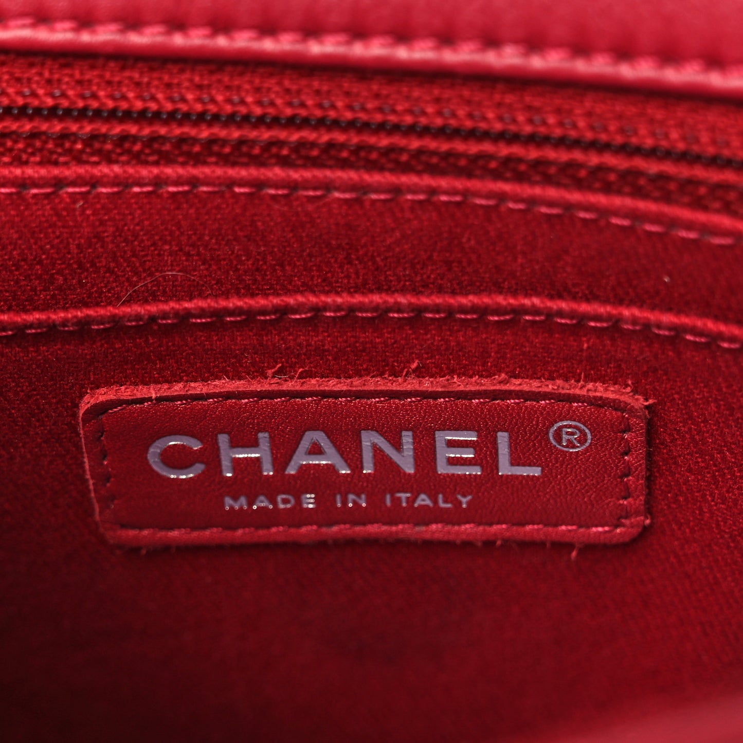 Calfskin Quilted CC Curvy Flap Red