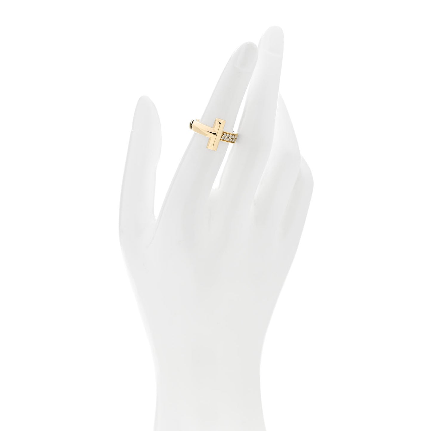 18K Yellow Gold Diamond T T1 Wide Ring 49 5