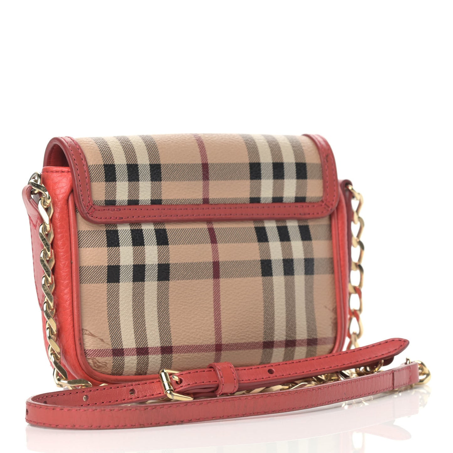 Haymarket Check Mini Tassel Crossbody Bag Red