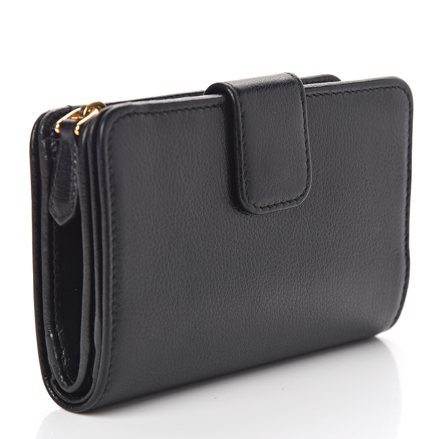 Prada Glace Calfskin Compact Triangle Wallet Black 3 of 7