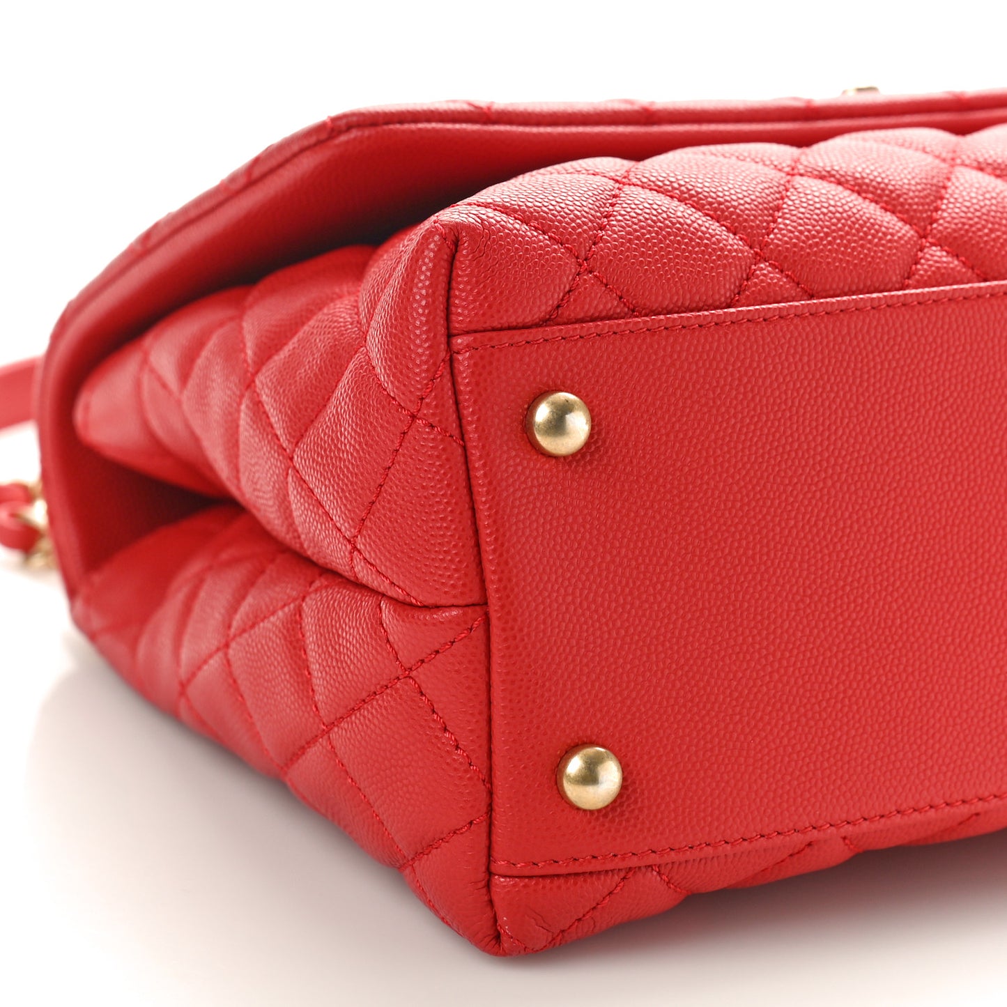 Caviar Quilted Small Coco Handle Flap Red
