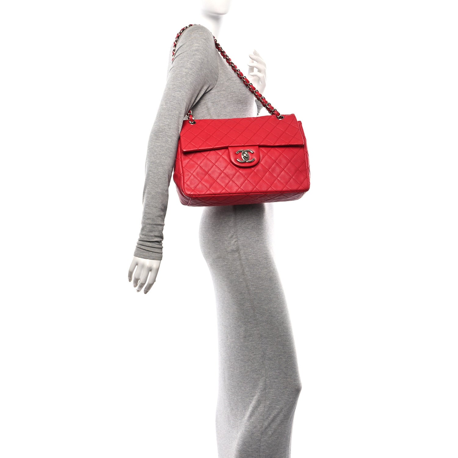 Chanel Washed Caviar Quilted Maxi Single Flap Fuchsia 2 of 10