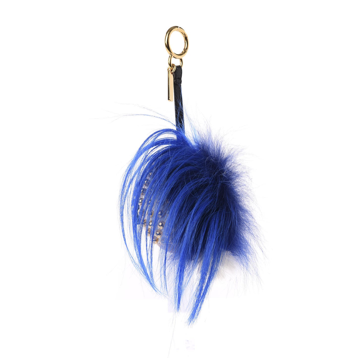 Shiny Nappa Goat Fox Fur Studded Punkito Karlito Bag Charm White Black Blue Neon