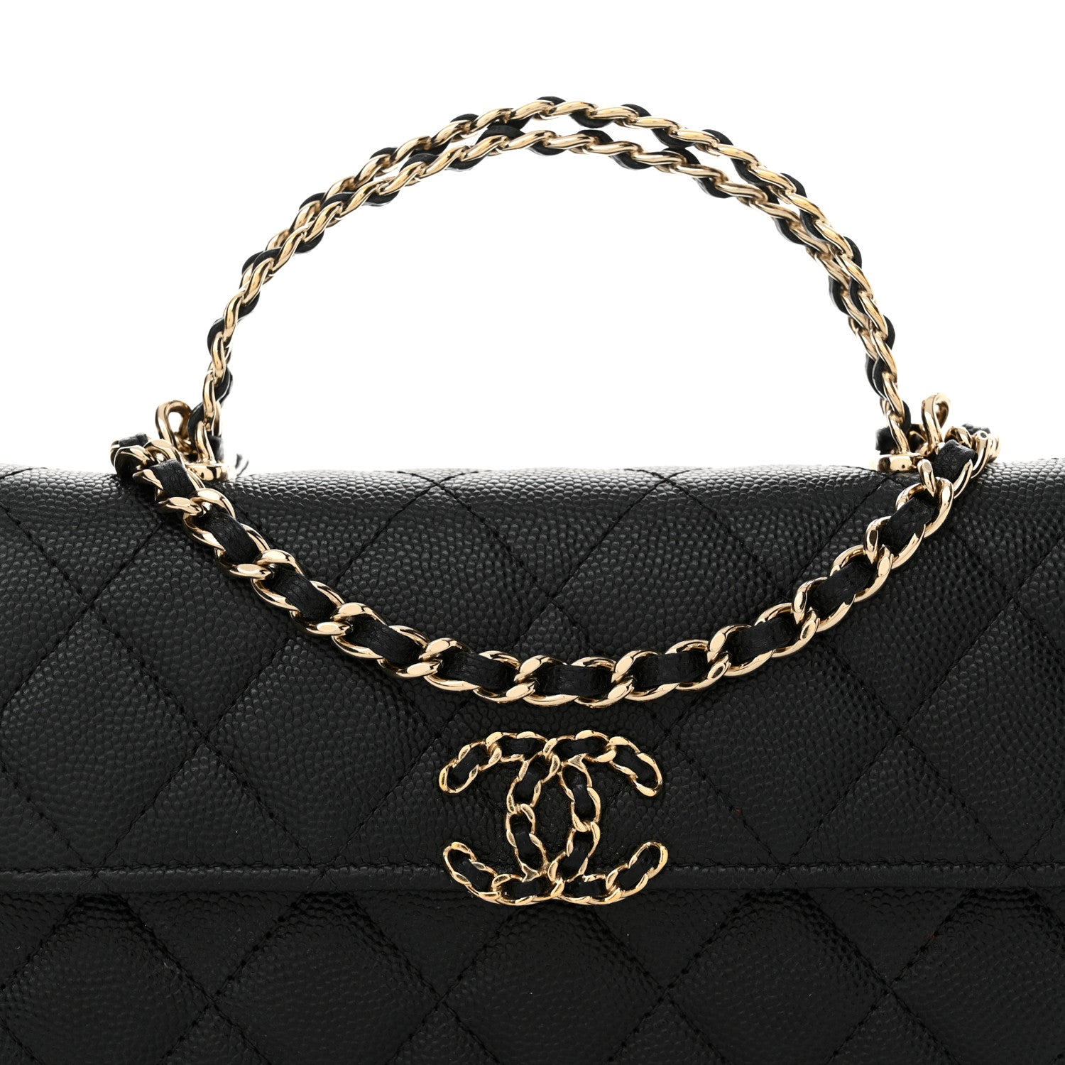 Chanel Caviar Quilted Chain Match Top Handle Phone Holder With Chain Black 8 of 15