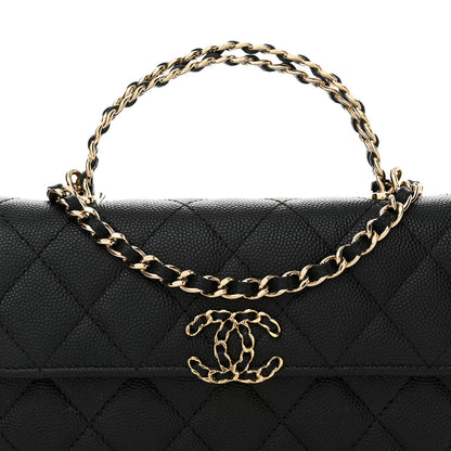 Chanel Caviar Quilted Chain Match Top Handle Phone Holder With Chain Black 8 of 15