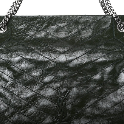 Saint Laurent Crinkled Calfskin Matelasse Monogram Medium Niki Shopper Tote New Vert 10 of 11