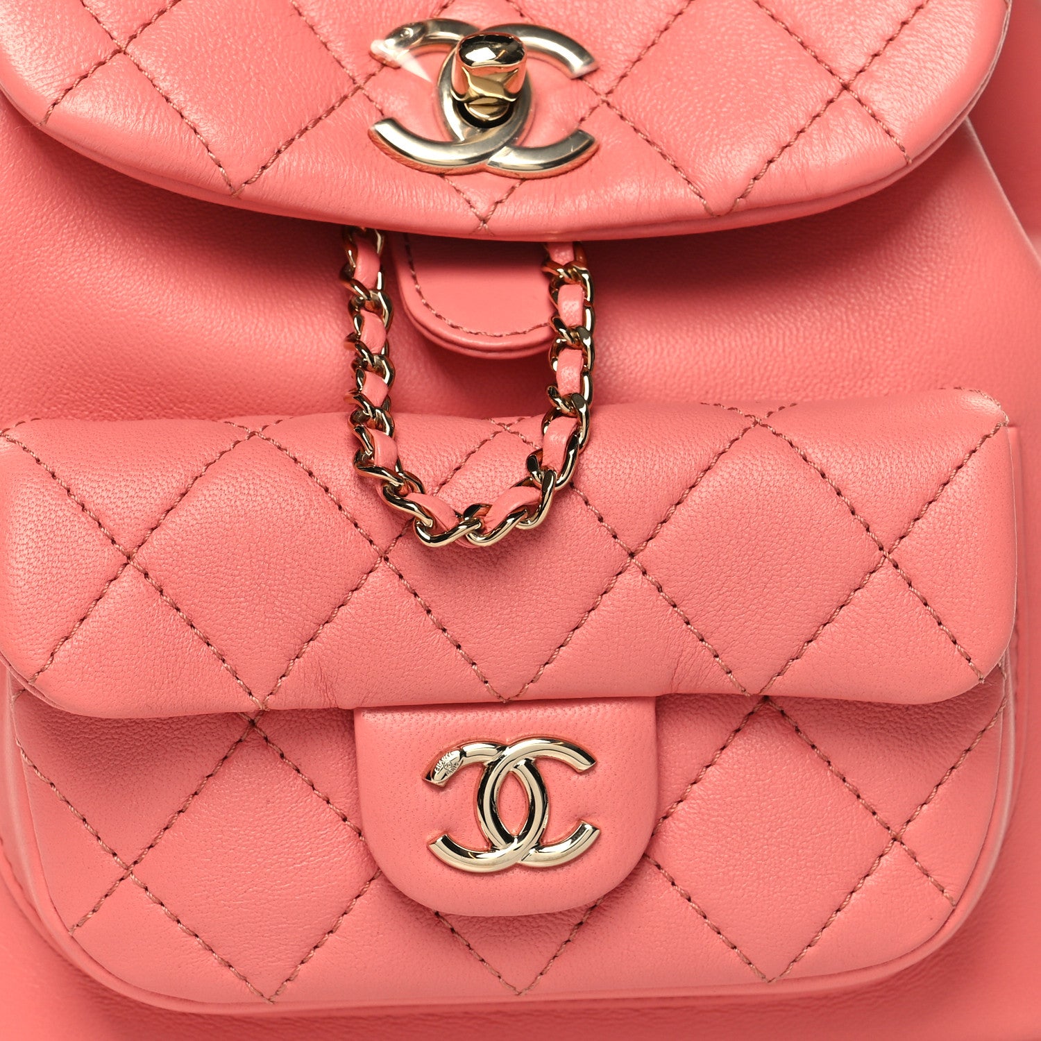 Chanel Lambskin Quilted Small Duma Drawstring Backpack Pink 8 of 10