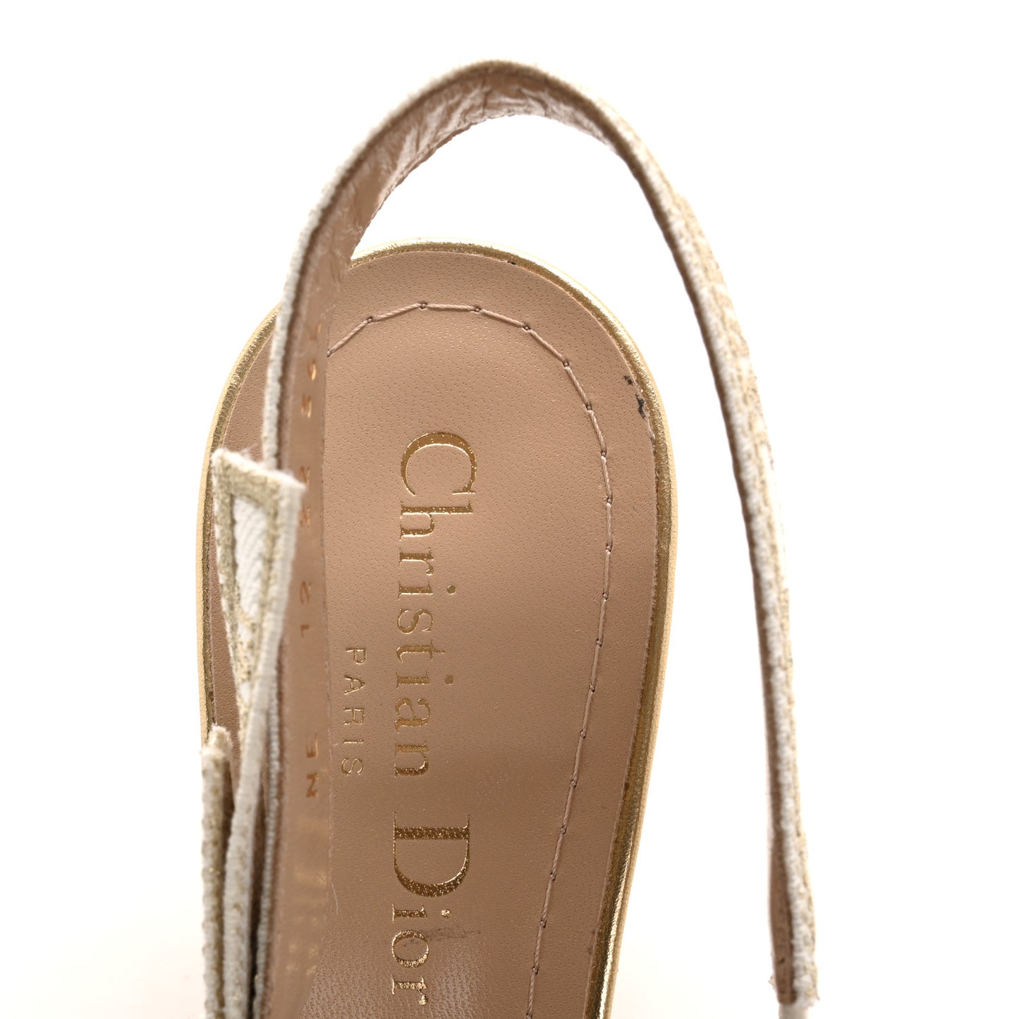 Macrame Lurex Embroidered J'adior Slingback 65mm Pumps 36.5 Pale Gold