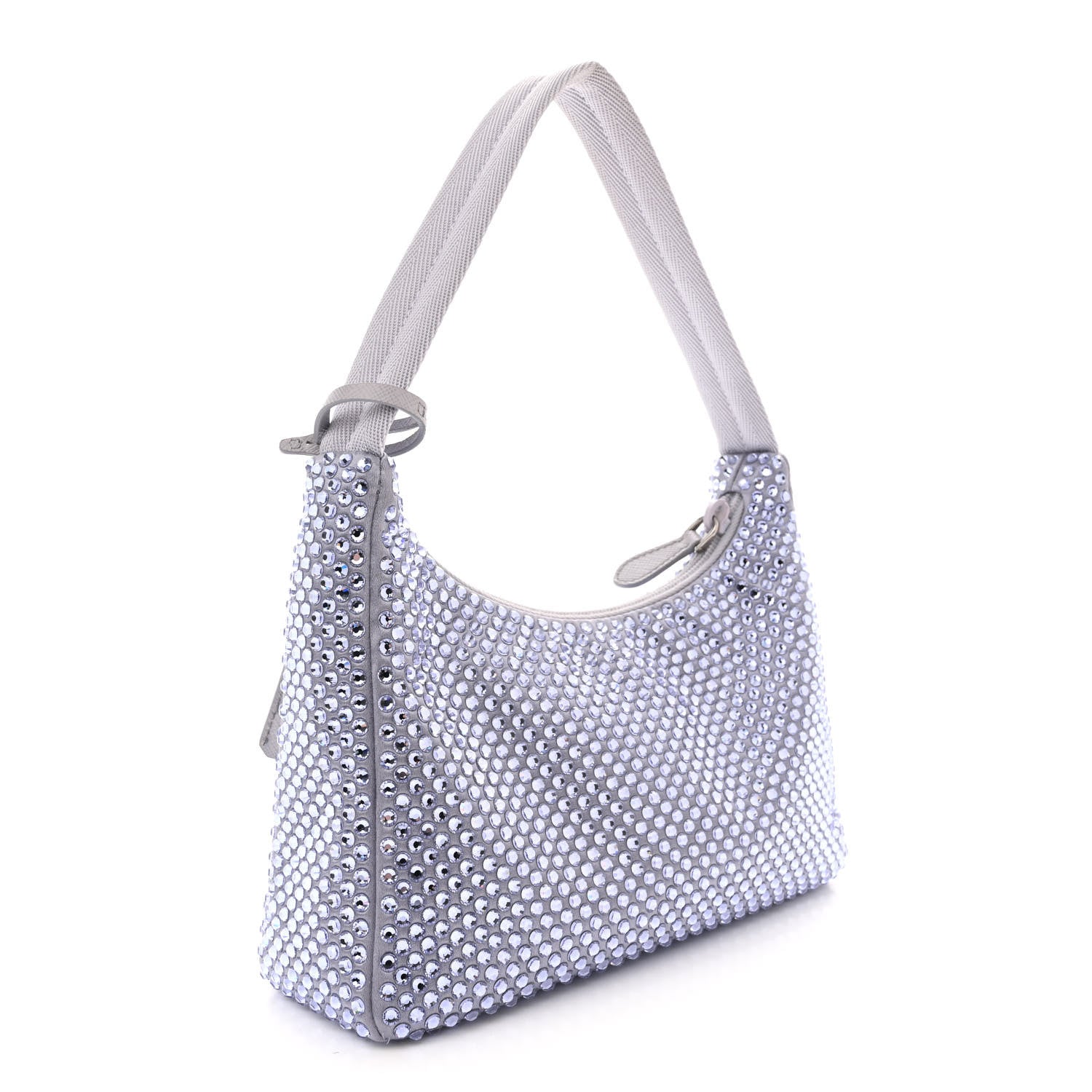 Prada Satin Crystal Mini Re-Edition 2000 Bag Glicine 4 of 11