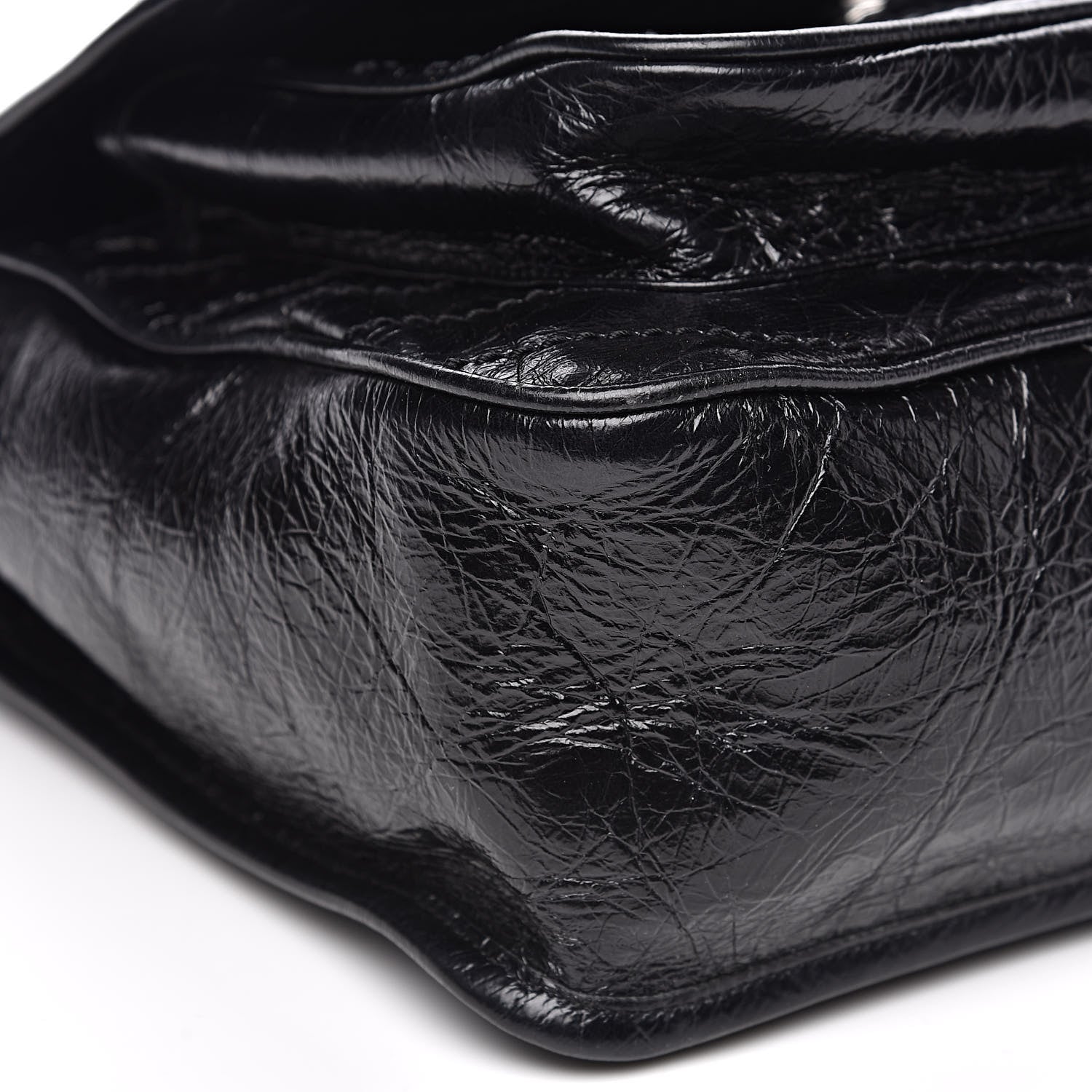 Saint Laurent Crinkled Calfskin Matelasse Monogram Medium Niki Chain Satchel Black 8 of 11