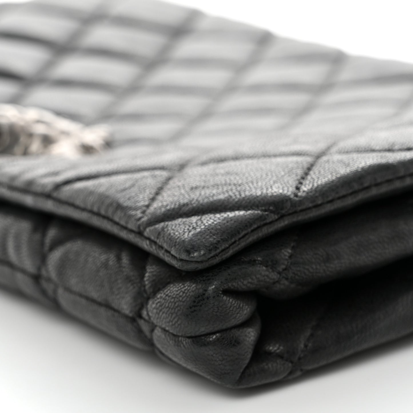 Lambskin Quilted Medium Leo Lion Flap Clutch Black