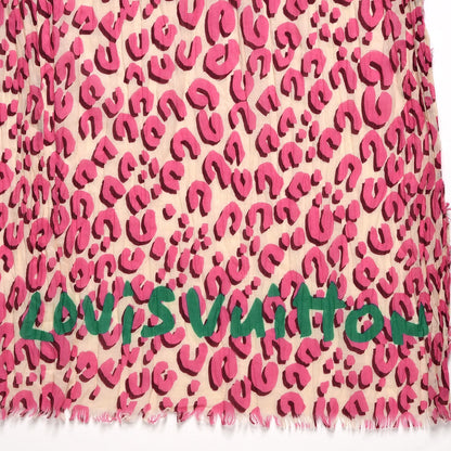 Louis Vuitton Cotton Leopard Stole Corail 3 of 7