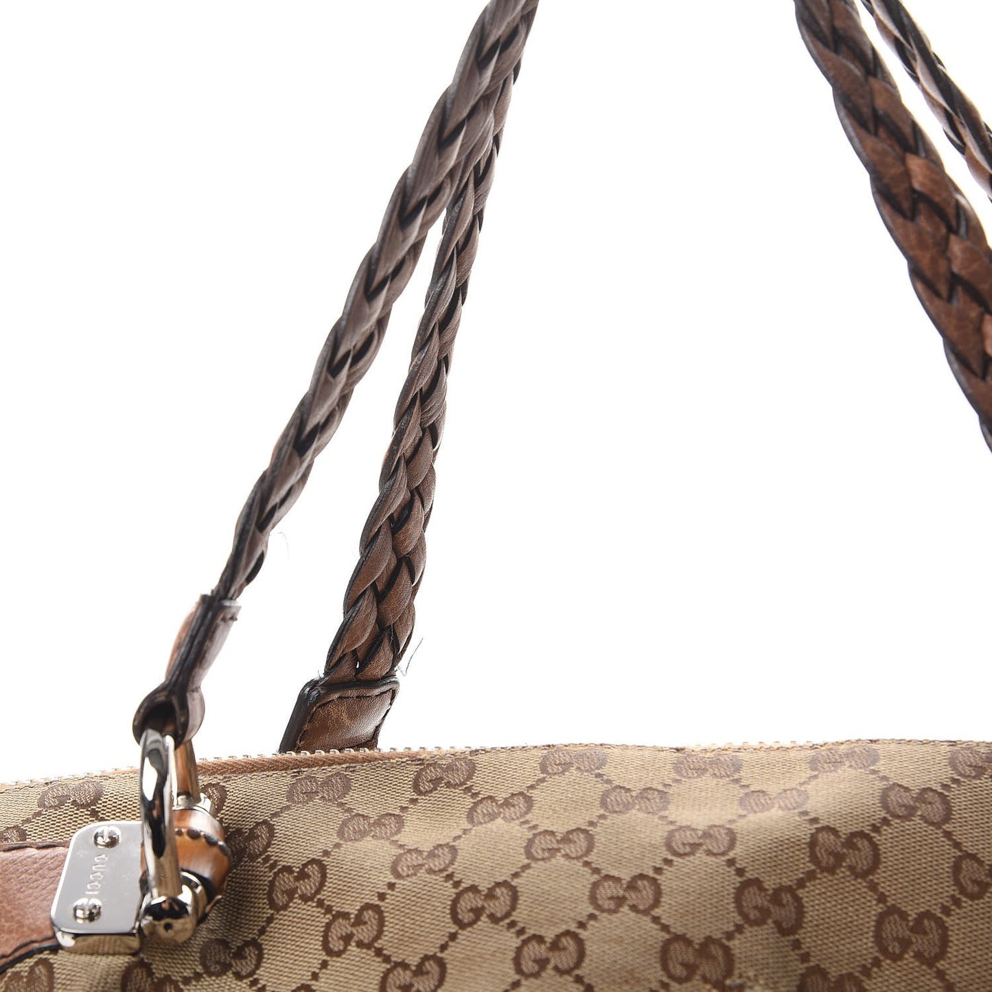 Monogram Large Bamboo Bar Tassel Shoulder Bag Brown