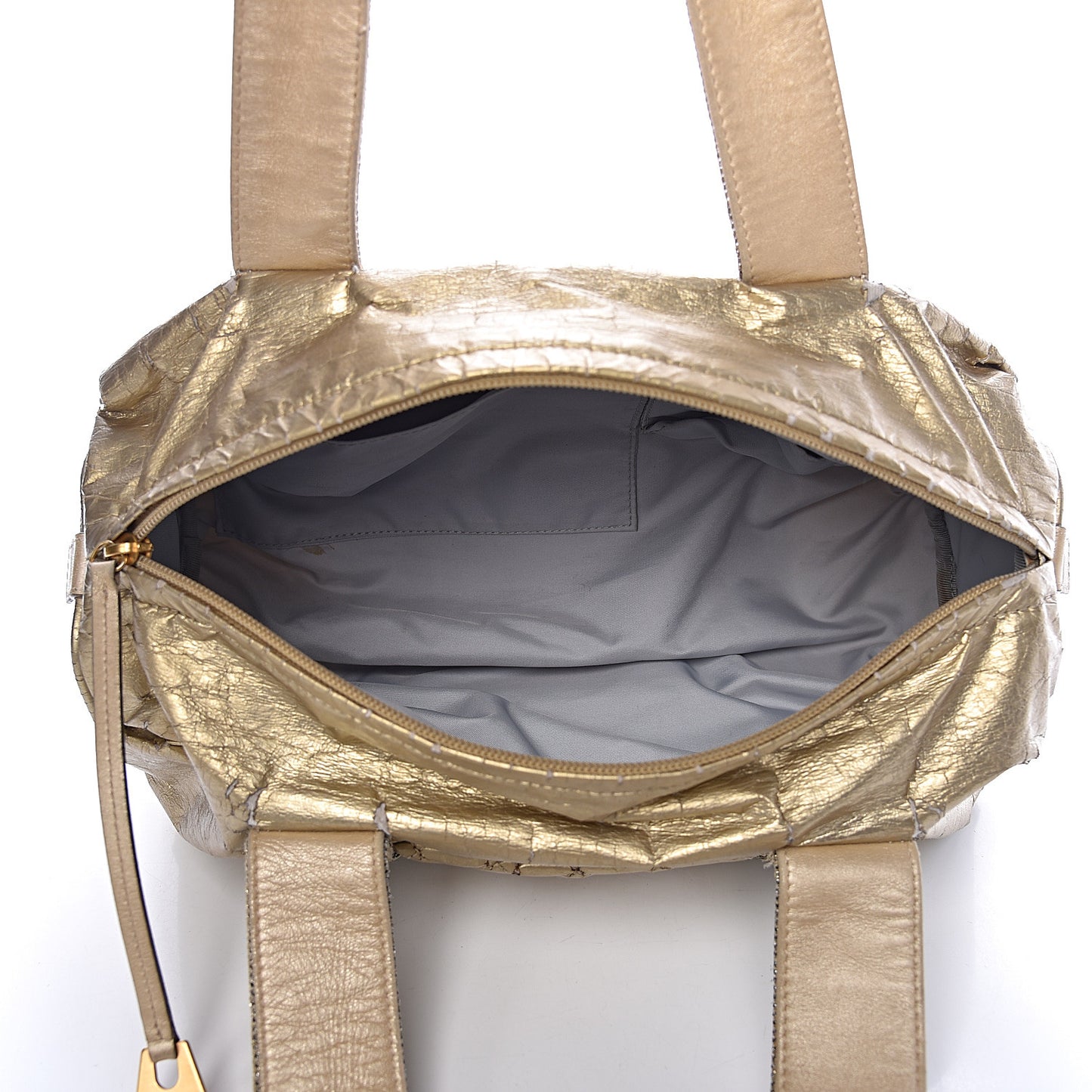 Metallic Coated Canvas Sport Duffle Gold