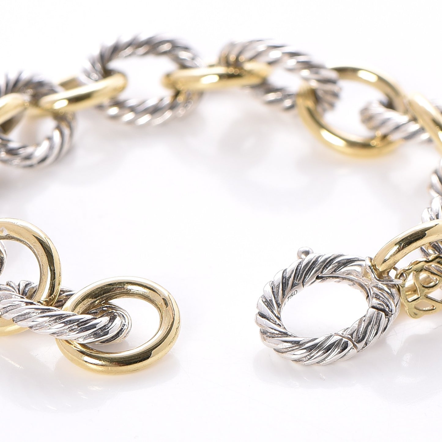 Sterling Silver 18K Yellow Gold 12mm Large Oval Link Bracelet