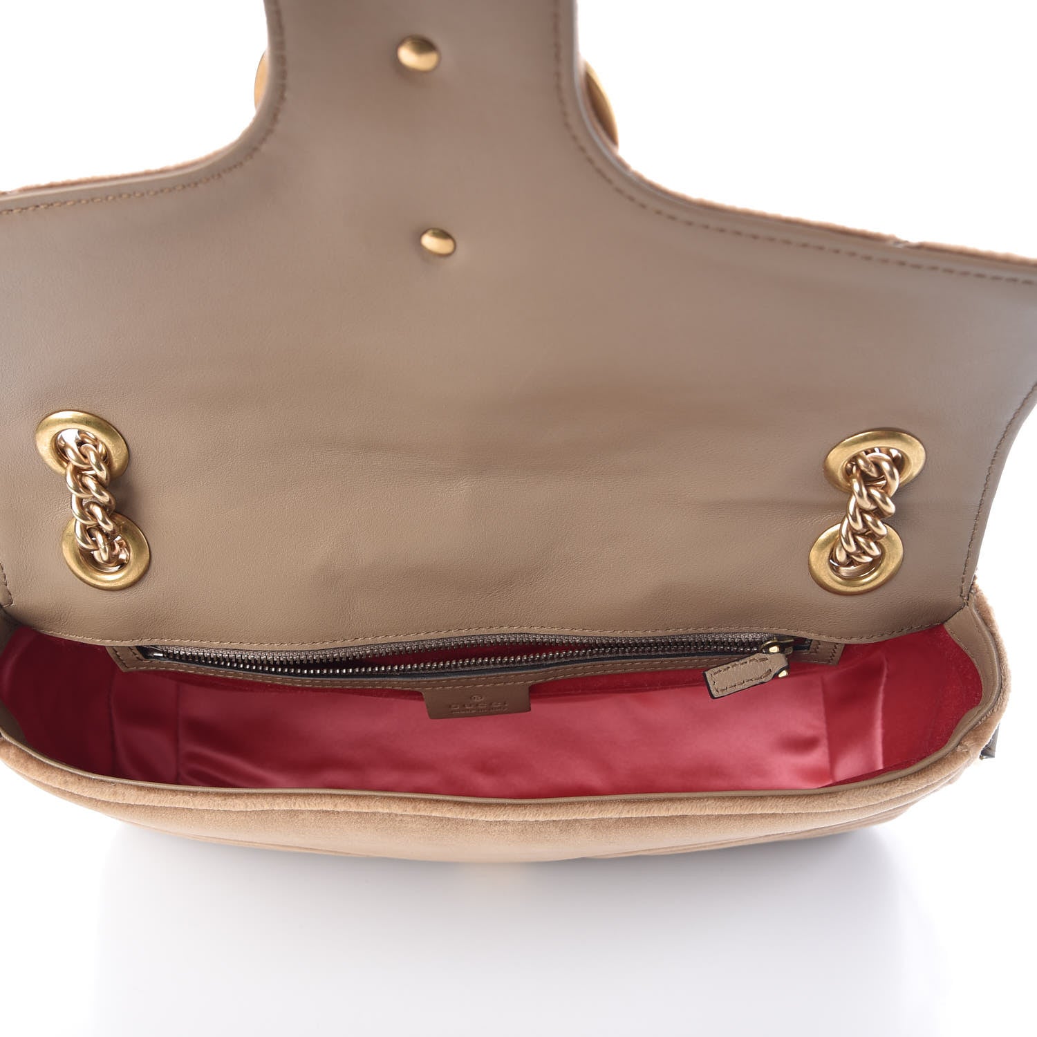 Gucci Velvet Matelasse Medium GG Marmont Shoulder Bag Taupe 7 of 9