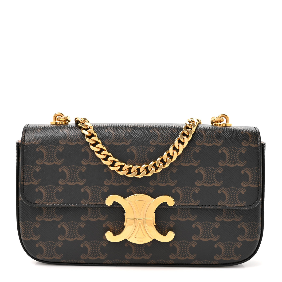 Celine Triomphe Canvas Chain Shoulder Bag Tan 1 of 10