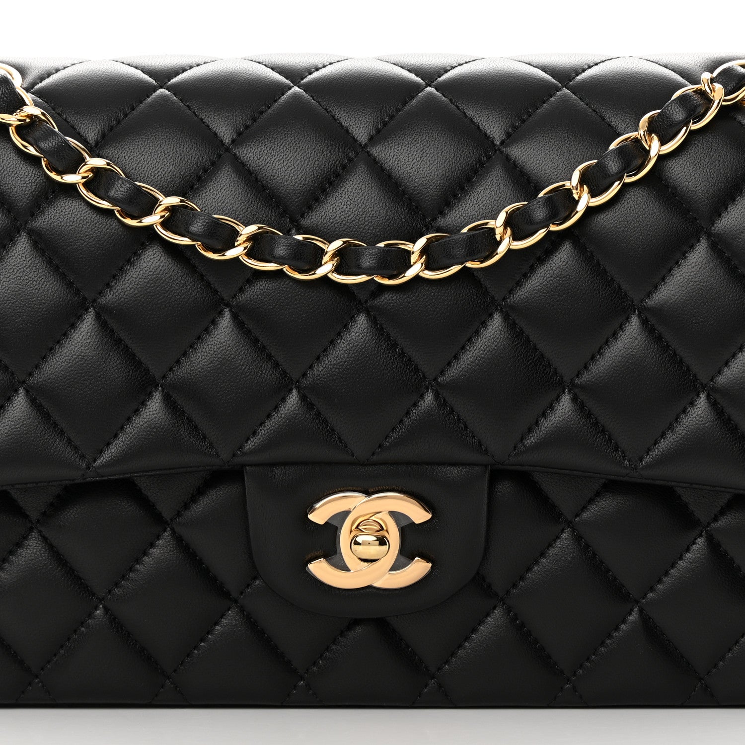 Chanel Lambskin Quilted Medium Double Flap Black 8 of 14