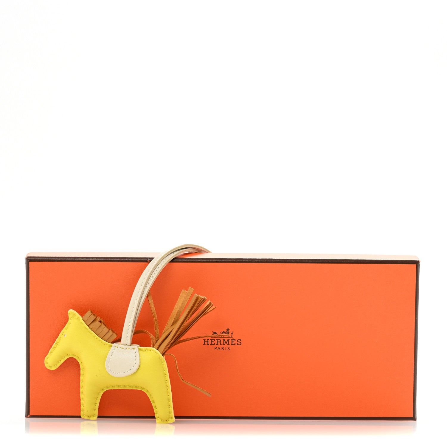 Hermes Milo Lambskin Grigri Rodeo Horse Bag Charm PM Lime Sesame Craie 5 of 5
