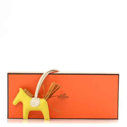 Hermes Milo Lambskin Grigri Rodeo Horse Bag Charm PM Lime Sesame Craie 5 of 5