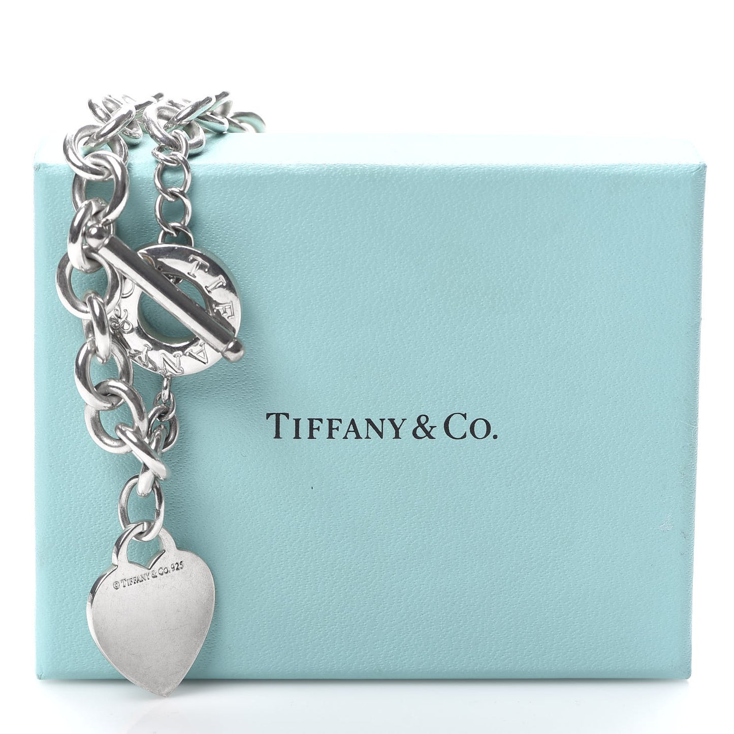Sterling Silver Heart Tag Toggle Necklace