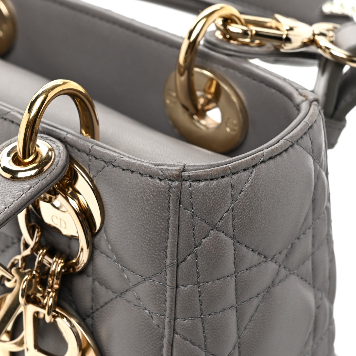 Lambskin Cannage Small Lucky Badges My Lady Dior Grey