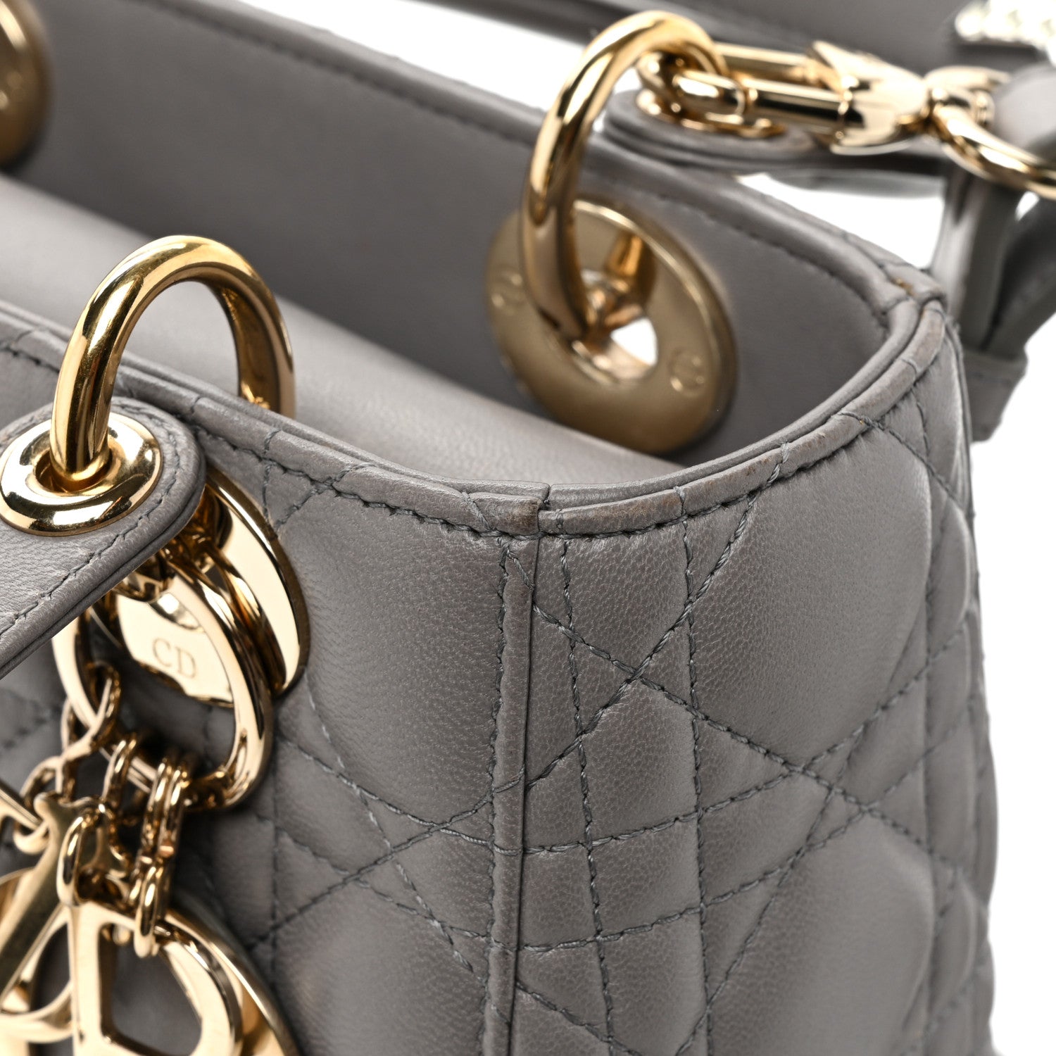 Christian Dior Lambskin Cannage Small Lucky Badges My Lady Dior Grey 17 of 19