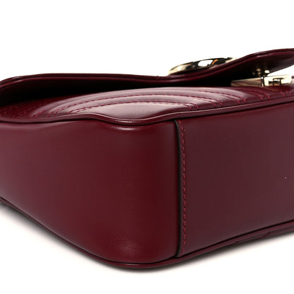 Gucci Calfskin Matelasse Small GG Marmont Shoulder Bag Rosso Ancora Red 10 of 11
