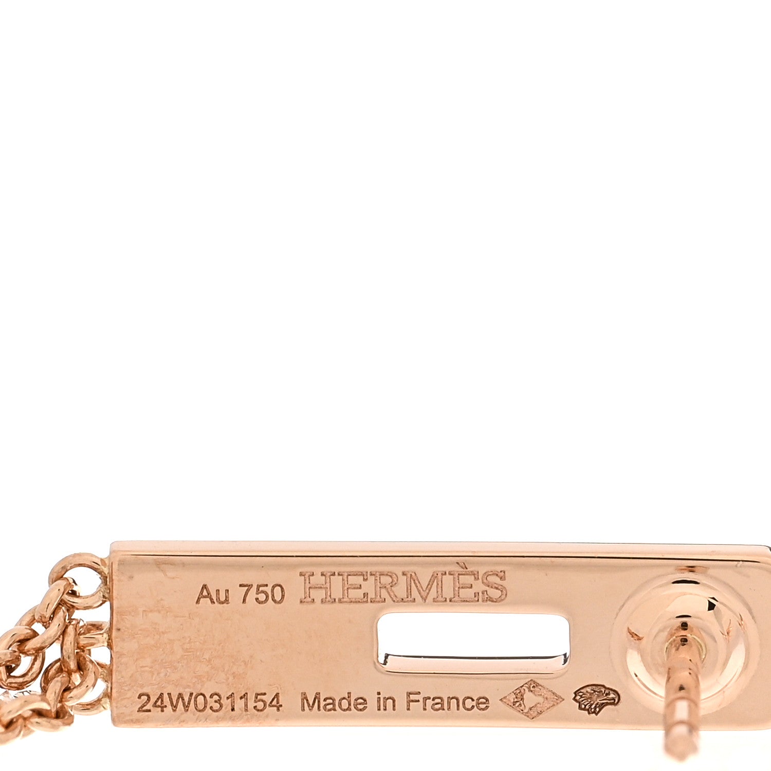 Hermes 18K Rose Gold Diamond Kelly Gavroche Earrings 4 of 5