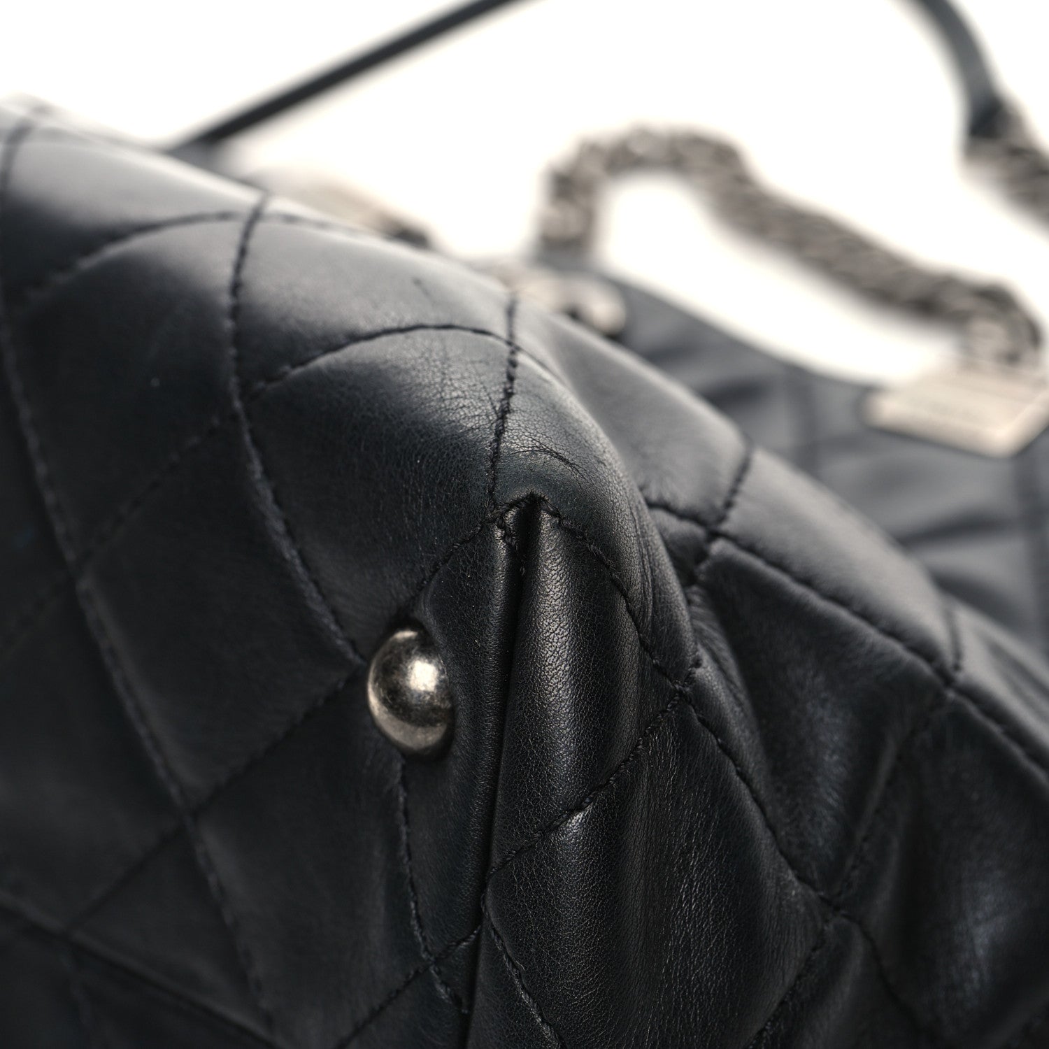 Chanel Calfskin Quilted Small Shopping In Chains Tote Black 10 of 14