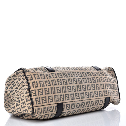 Fendi Zucchino Vitello Shoulder Bag Beige Black 4 of 9