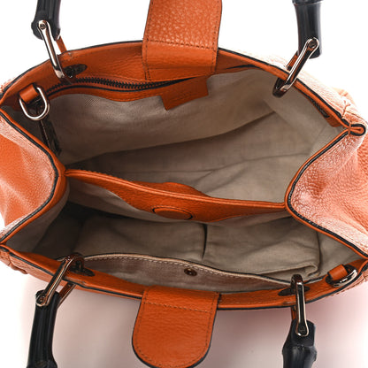 Gucci Calfskin Small Bamboo Shopper Tote Orange 4 of 9