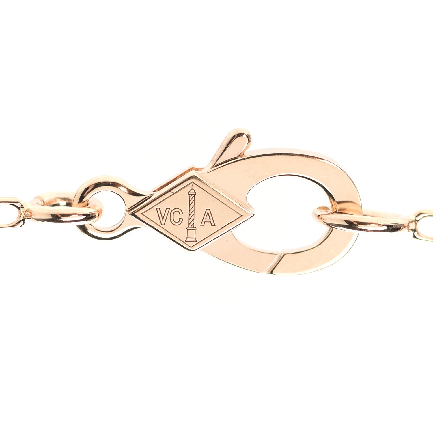 Van Cleef & Arpels 18K Rose Gold Diamond Small Perlee Clovers Pendant Necklace 4 of 7
