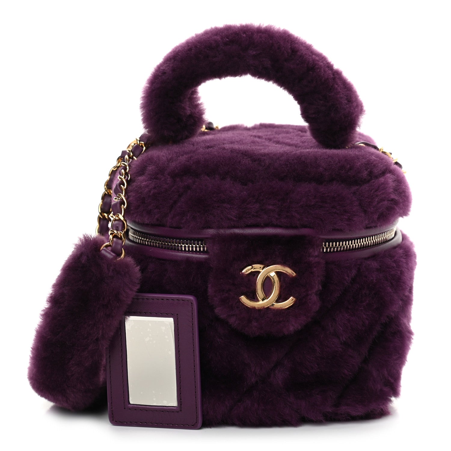 Chanel Shearling Lambskin Quilted Small Vanity Case Purple 1 of 10