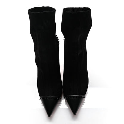 Christian Louboutin Shiny Nappa Maille Tricot Dovi Dova 100 Ankle Boots 41 Black 5 of 10