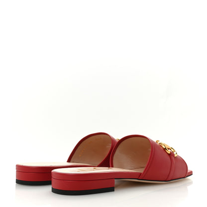 Gucci Nappa Horsebit Flat Slide Sandals 39 Red Blood 5 of 10