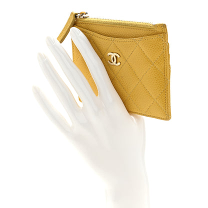 Chanel Caviar Quilted CC Zip Card Holder Yellow 2 of 7