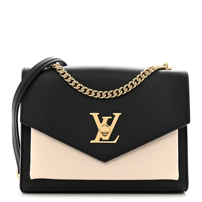 Louis Vuitton Soft Calfskin Mylockme Chain Bag BB Black Creme 1 of 10