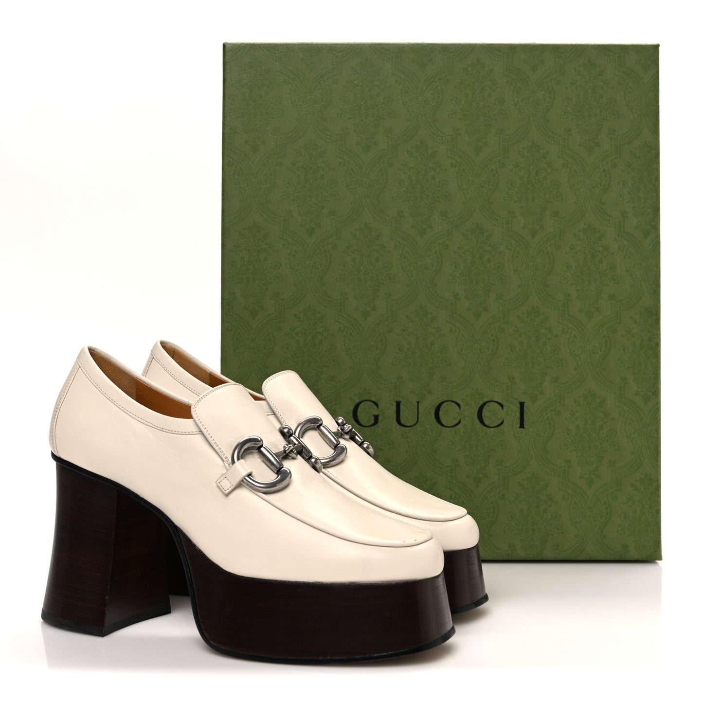 Malaga Kid Horsebit Platform Loafers 36 Mystic White