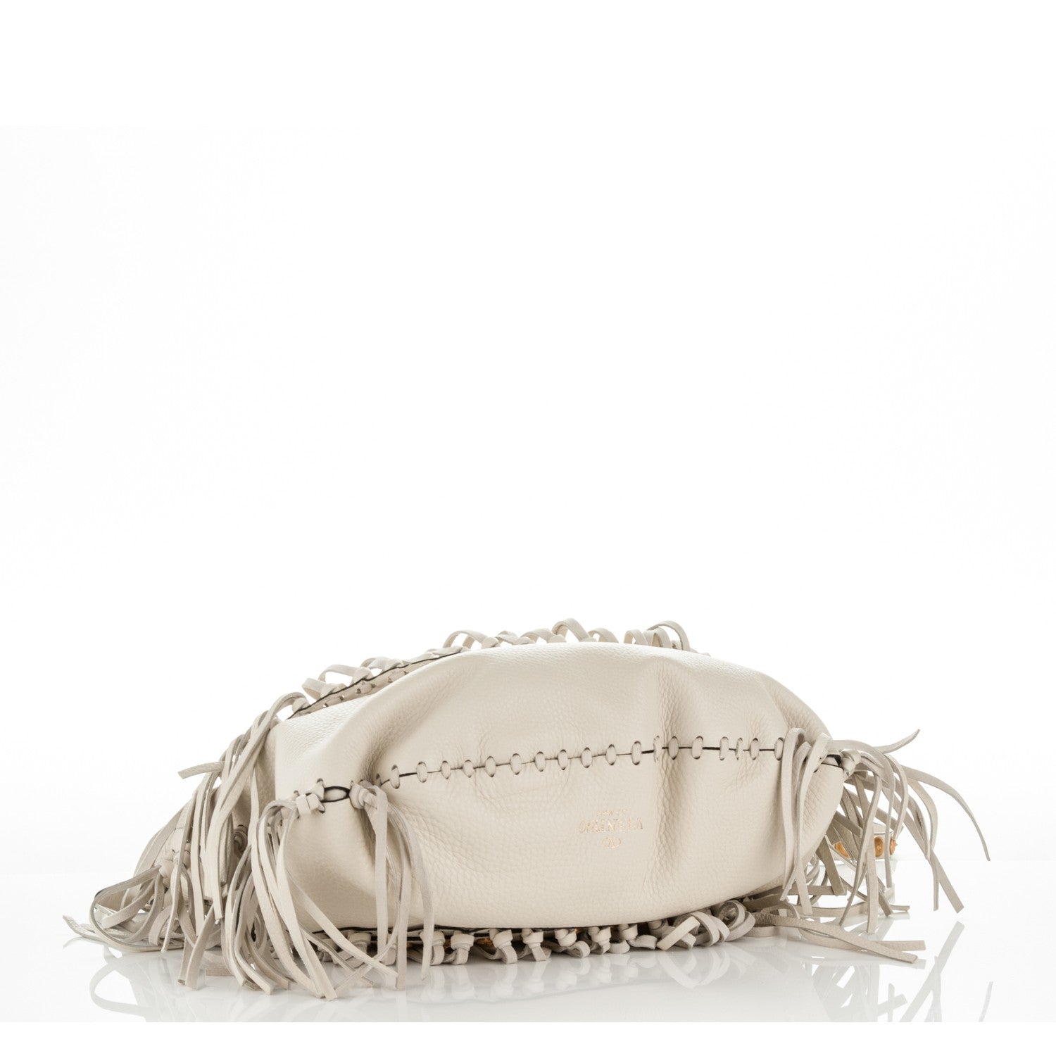 Valentino Garavani Grained Calfskin C-Rockee Fringe Hobo Light Ivory 4 of 7