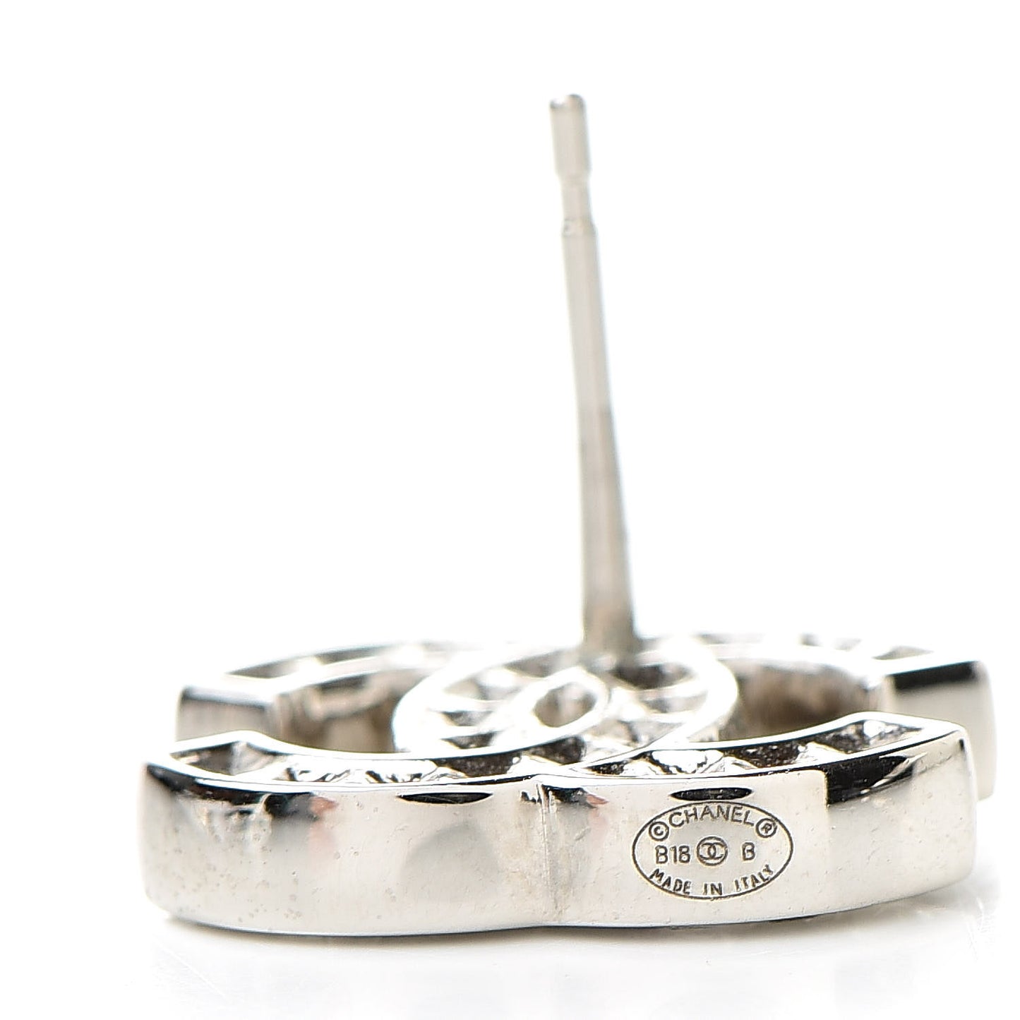 Baguette Crystal CC Earrings Silver