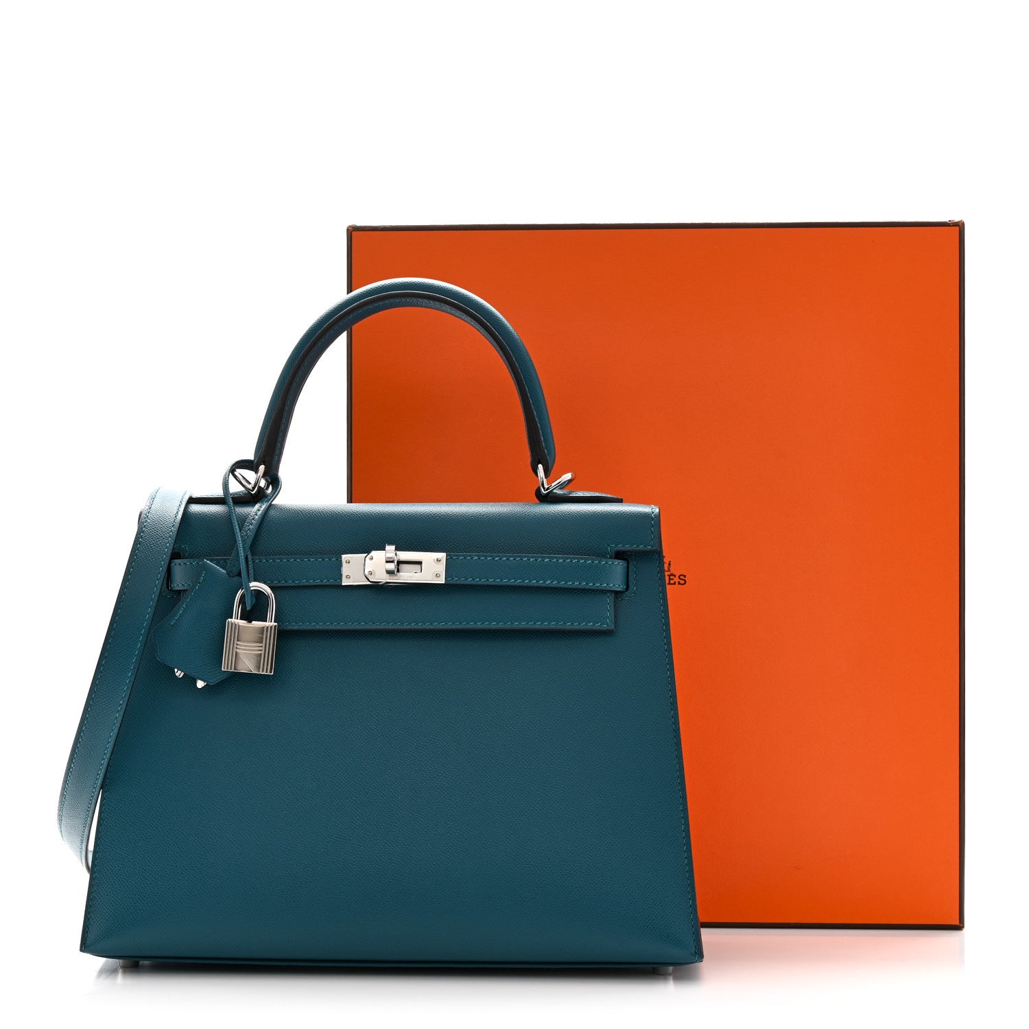 Hermes Madame Calfskin Verso Kelly Sellier 25 Vert Bosphore Vert Fonce 11 of 11