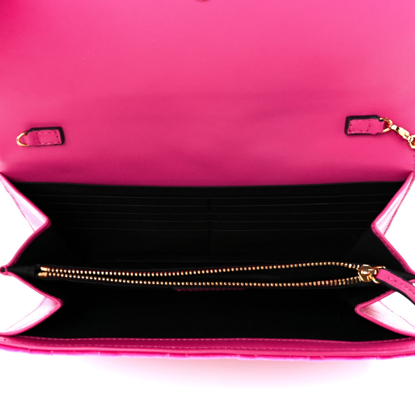 Velvet Quilted Medusa Wallet On Chain Pink