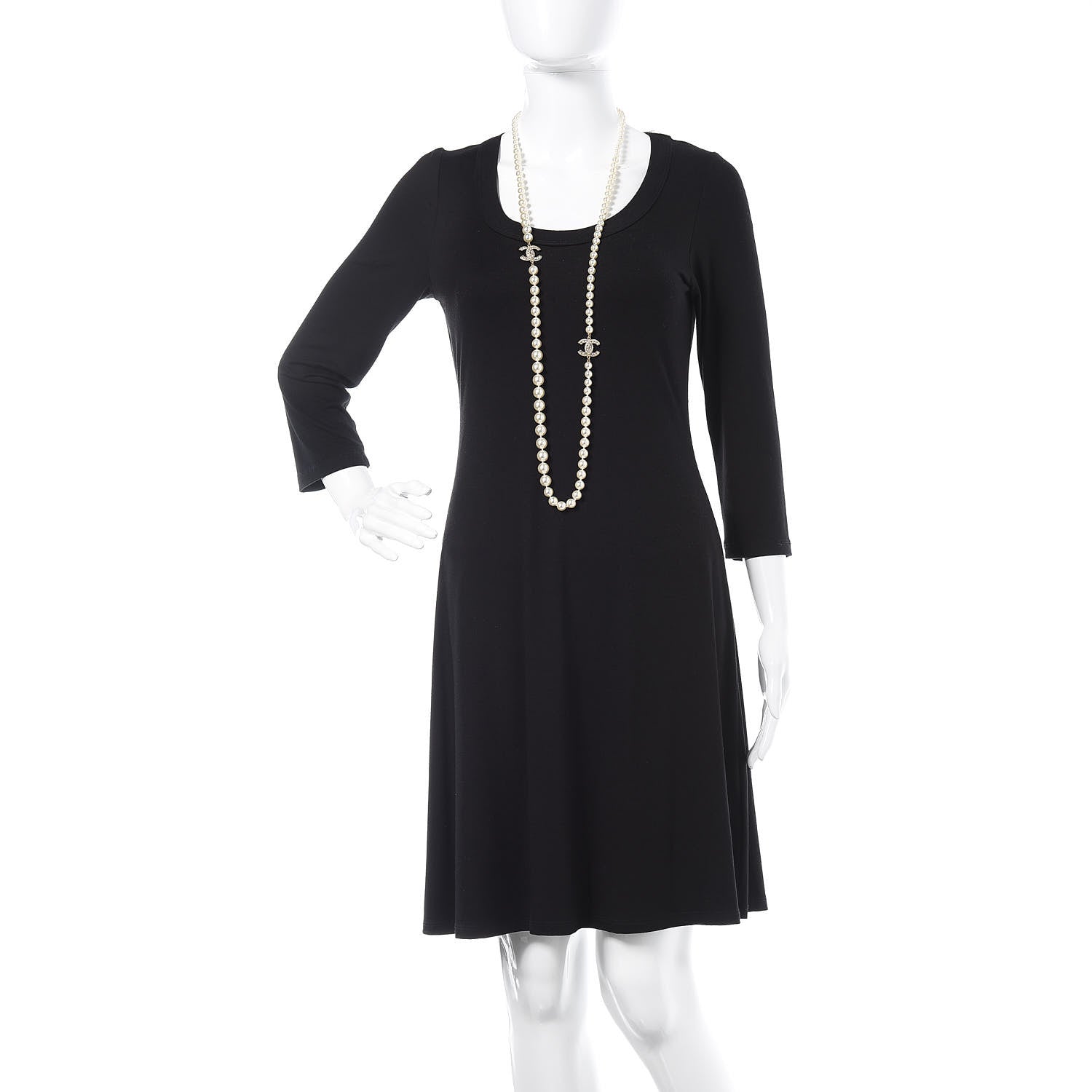 Chanel Pearl Baguette Crystal CC Long Necklace Silver 2 of 5