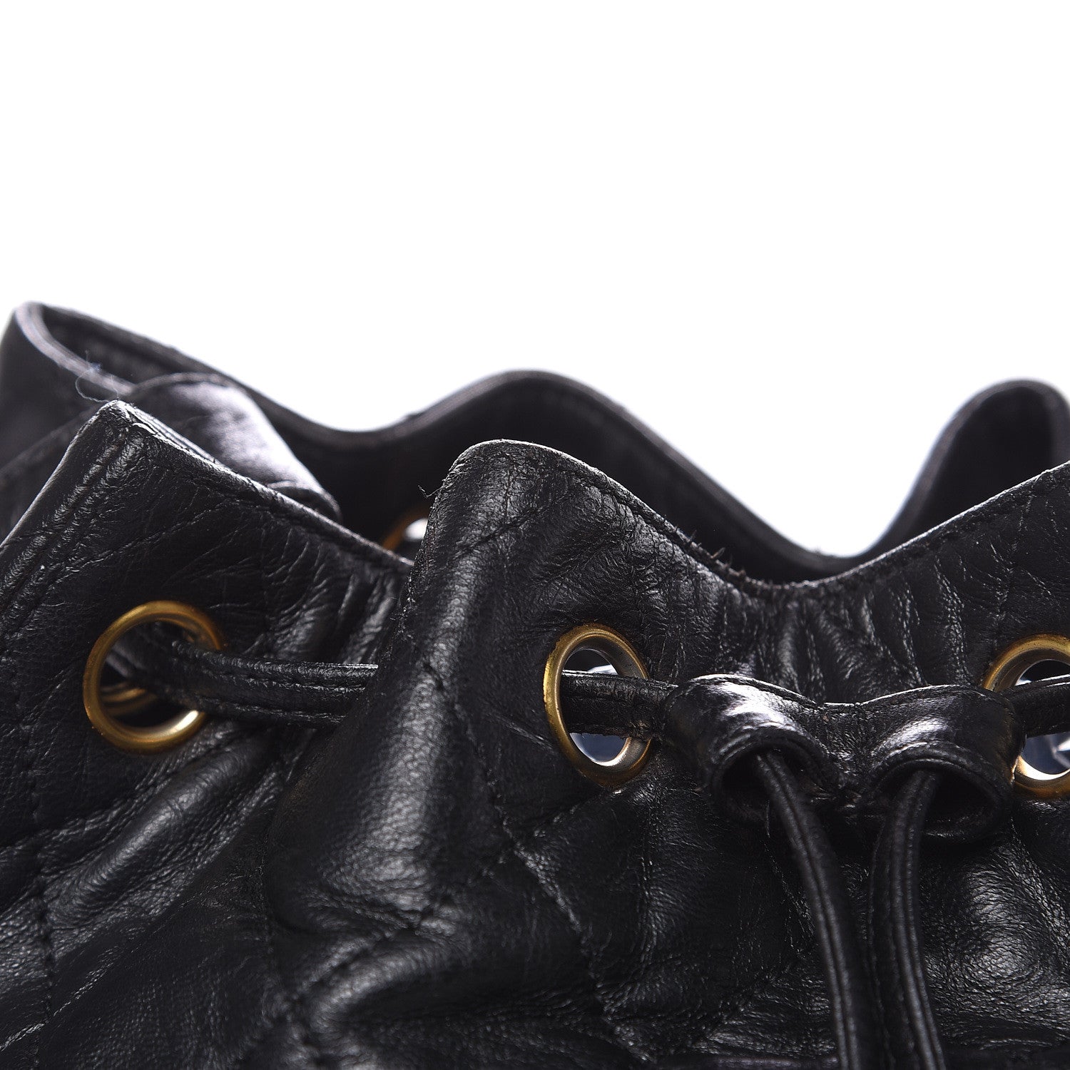 Chanel Lambskin Quilted Drawstring Bucket Bag Black 13 of 14