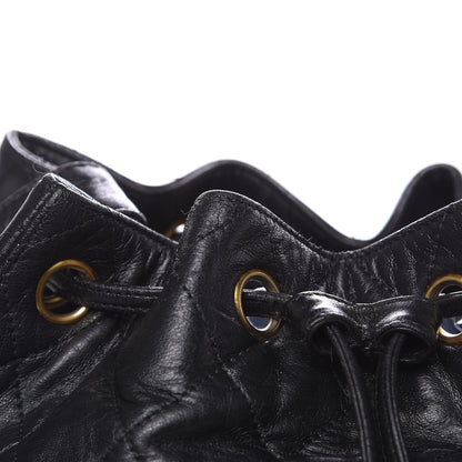 Chanel Lambskin Quilted Drawstring Bucket Bag Black 13 of 14