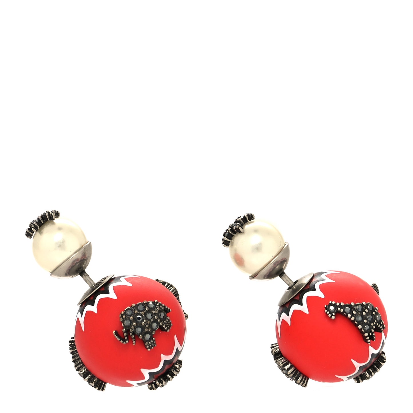 Crystal Mise En Dior Tribal Earrings Matte Red